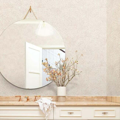 Floret Wallpaper in Blush featuring soft pink floral blossoms made of layered petals, creating a romantic botanical design. Ideal for bedrooms, nurseries, powder rooms, accent walls, and cottagecore-inspired interiors.