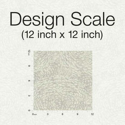 Design scale for 12 inch x 12 inch pattern swatch - Floret Wallpaper in Linen featuring soft clusters of delicate floral blossoms with a light neutral color palette. Elegant floral wallpaper for bedrooms, living rooms, dining rooms, nurseries, hallways, powder rooms, and accent walls. Non-woven washable wallpaper ideal for cottage style, traditional interiors, transitional decor, French country homes, modern classic spaces, and neutral home decorating projects.