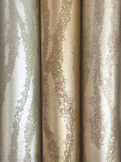 Zebra Chic Wallpaper featuring a metallic zebra-inspired animal print design with reflective foil accents. Luxury designer wallpaper for modern living rooms, bedrooms, dining rooms, powder rooms, accent walls, contemporary interiors, glam decor, wall coverings, home renovation projects, and elegant statement walls.