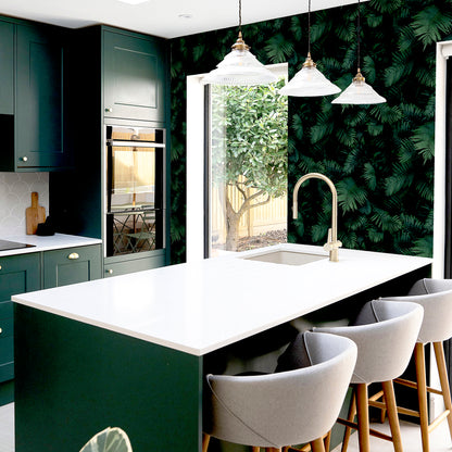 York Wallcoverings Arthouse Winona green ferns wallpaper with detailed botanical leaf pattern, ideal for feature walls and nature-inspired home decor.