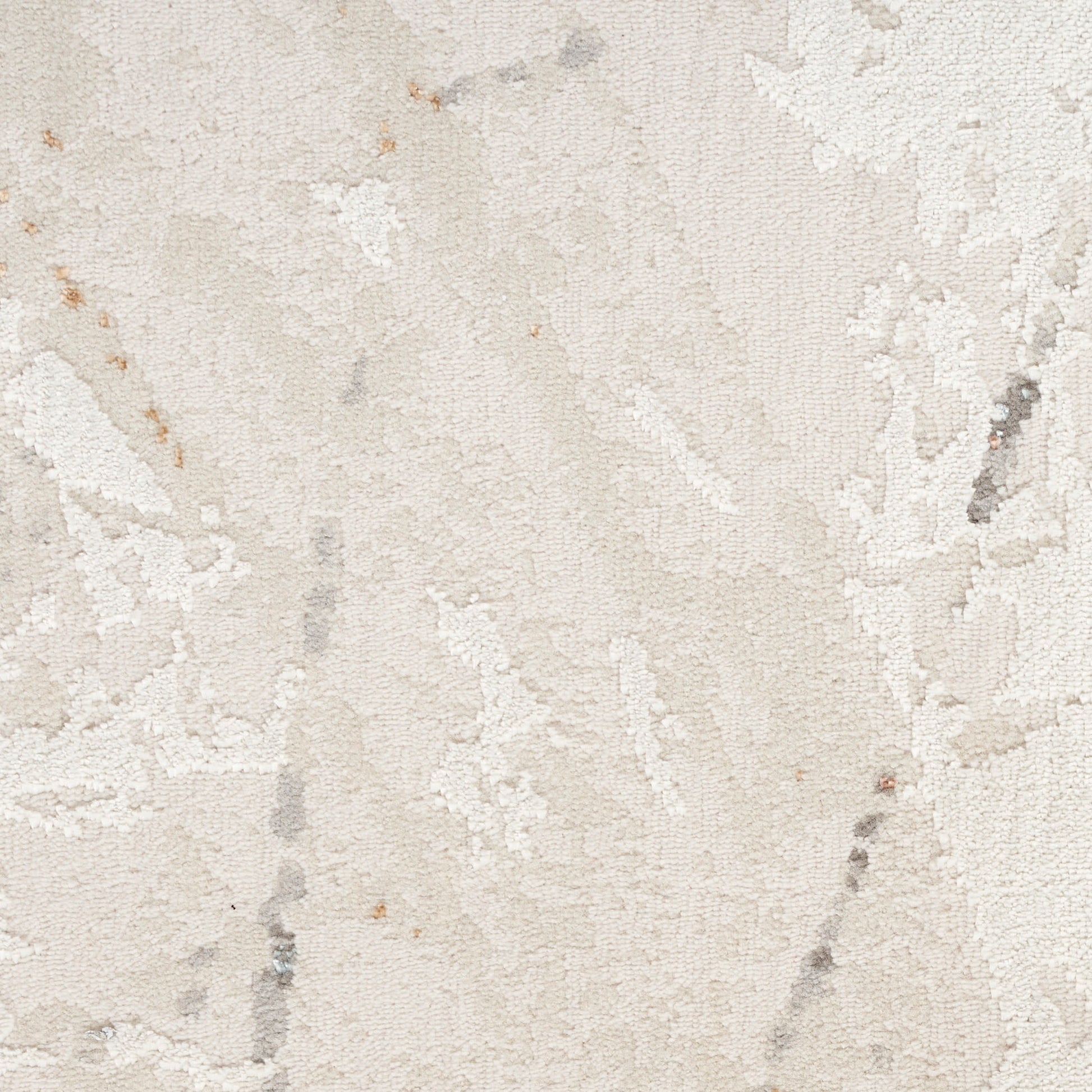 Neutral cream-beige textured rug with subtle marbled gray patterns; soft pile for living room decor.