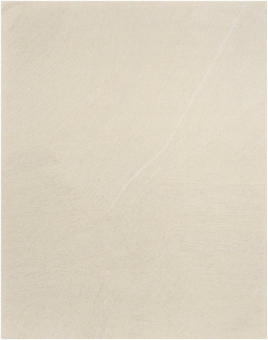 Cream beige rug with a subtle weave texture and a gentle diagonal crease.