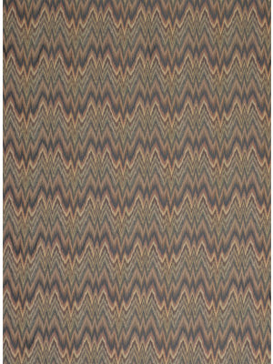 Chevron zigzag woven upholstery fabric in earthy browns, tans, peach & blue; suitable for furniture upholstery & home decor.