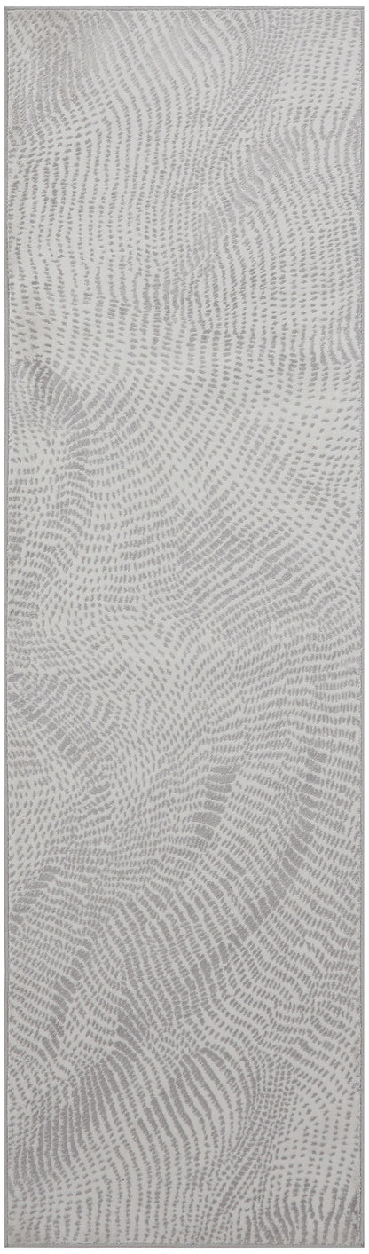Light gray textured rug runner with a subtle ripple pattern.
