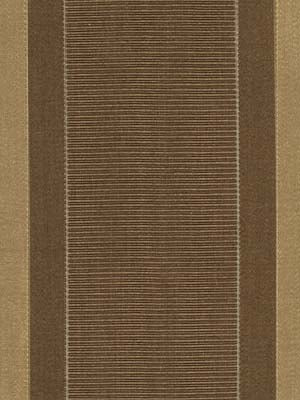 Rectangular tan-brown striped upholstery fabric swatch with a ribbed central panel and wide borders; rustic woven look.