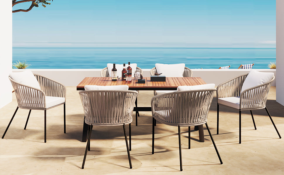 7 Pieces Patio Dining Set, All-Weather Outdoor Furniture Set