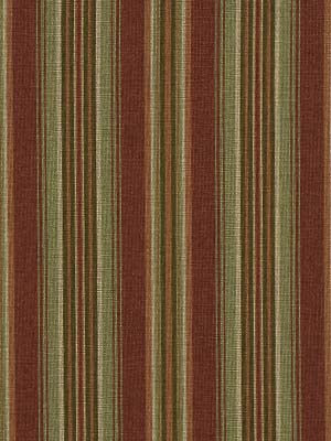 Woven striped fabric in earthy browns and greens with tan accents; vertical pattern for upholstery or curtains.