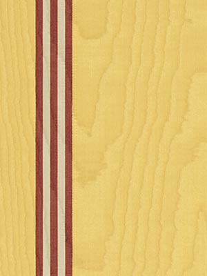 Soft yellow upholstery fabric with three vertical maroon stripes along the left edge.