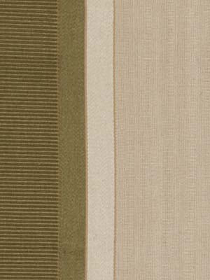 Vertical color-block fabric swatch featuring a dark brown ribbed stripe, olive panel, thin beige line, and light beige linen texture.