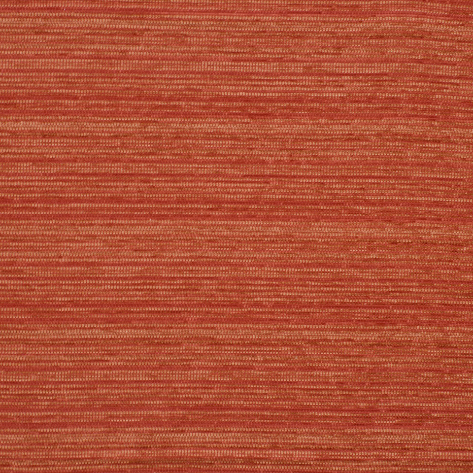 Russet woven upholstery fabric close-up with subtle horizontal stripes; warm, textured textile.