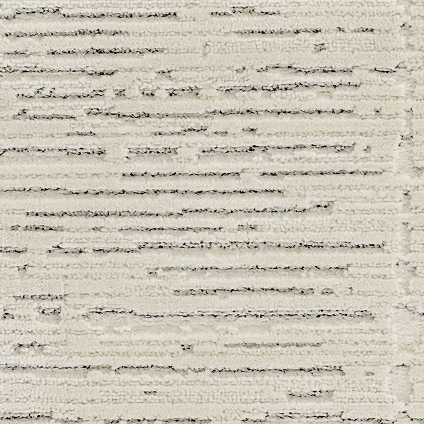 Cream textured rectangular area rug with subtle gray horizontal stripes and plush pile.