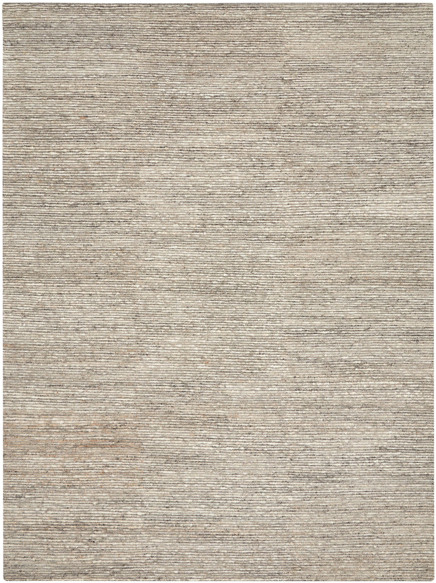 Beige woven rug with subtle horizontal stripes, natural fiber look; rectangular casual floor covering.