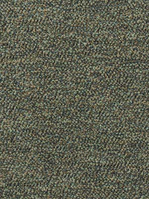 Close-up of olive-brown tweed fabric with multicolored speckles and a textured boucle-style weave