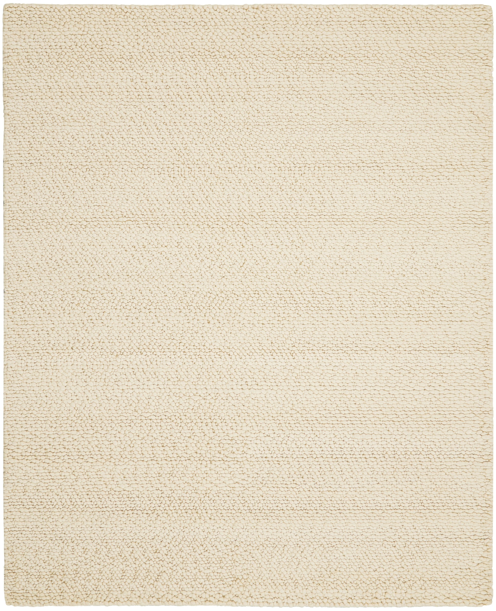 Cream shag rug with dense loop pile, rectangular shape, cozy farmhouse decor.