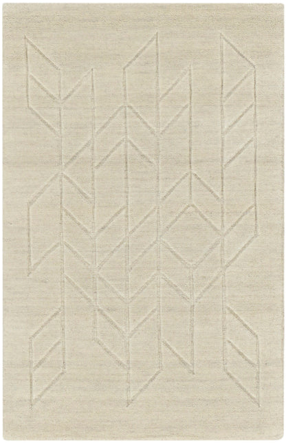 Cream woven rug with subtle raised geometric chevron motif; neutral modern minimalist rectangular rug.