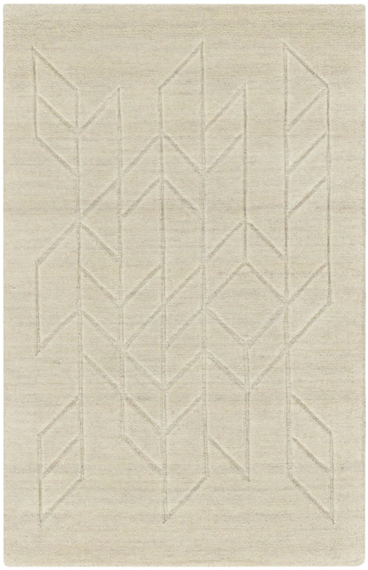 Cream woven rug with subtle raised geometric chevron motif; neutral modern minimalist rectangular rug.