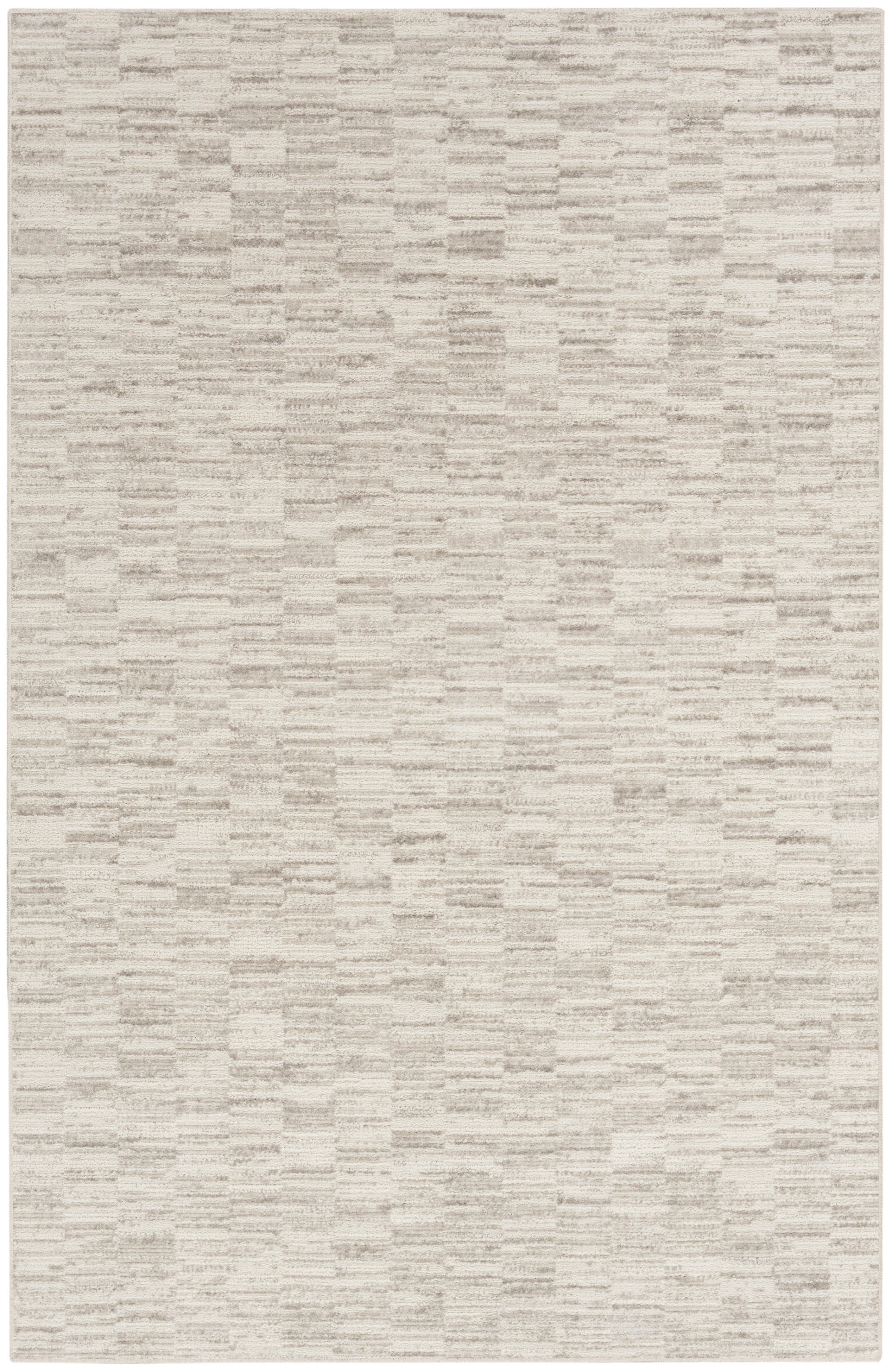 Beige rectangular woven rug with soft texture and subtle tonal streaks; ideal neutral accent.