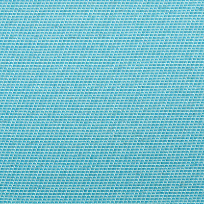 Close-up of turquoise blue woven fabric with white threads forming a fine grid texture; durable canvas upholstery or outdoor material.