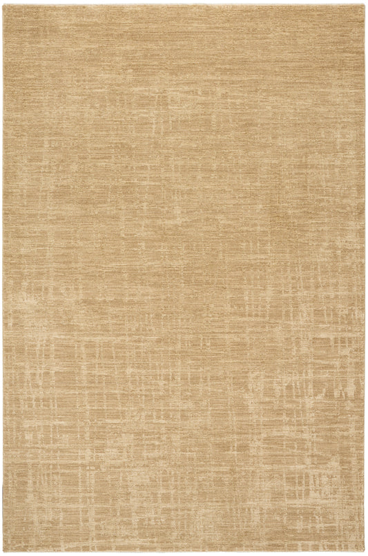 Beige rectangular rug with a subtle distressed grid texture; soft woven surface for living room decor.