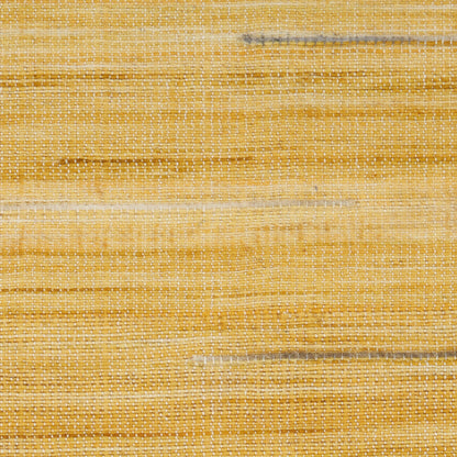 Close-up of yellow woven straw-like fabric with visible horizontal bands and textured weave.