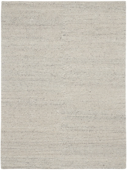 Cream woven rug with subtle gray marbling and textured looped pile for a neutral rectangular floor decor.