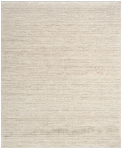 Beige flat-weave area rug with subtle horizontal stripes; neutral warm tones, versatile for living room.