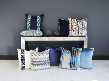 D.V. KAP HOME   24" x 24" Proden Pillow - Blue Transitional, Stripes    - 3217-B-2424