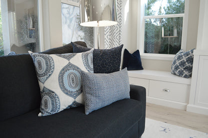 D.V. KAP HOME   24" x 24" Passata Pillow - Blue Plaid - Check    - 2916-B-2424