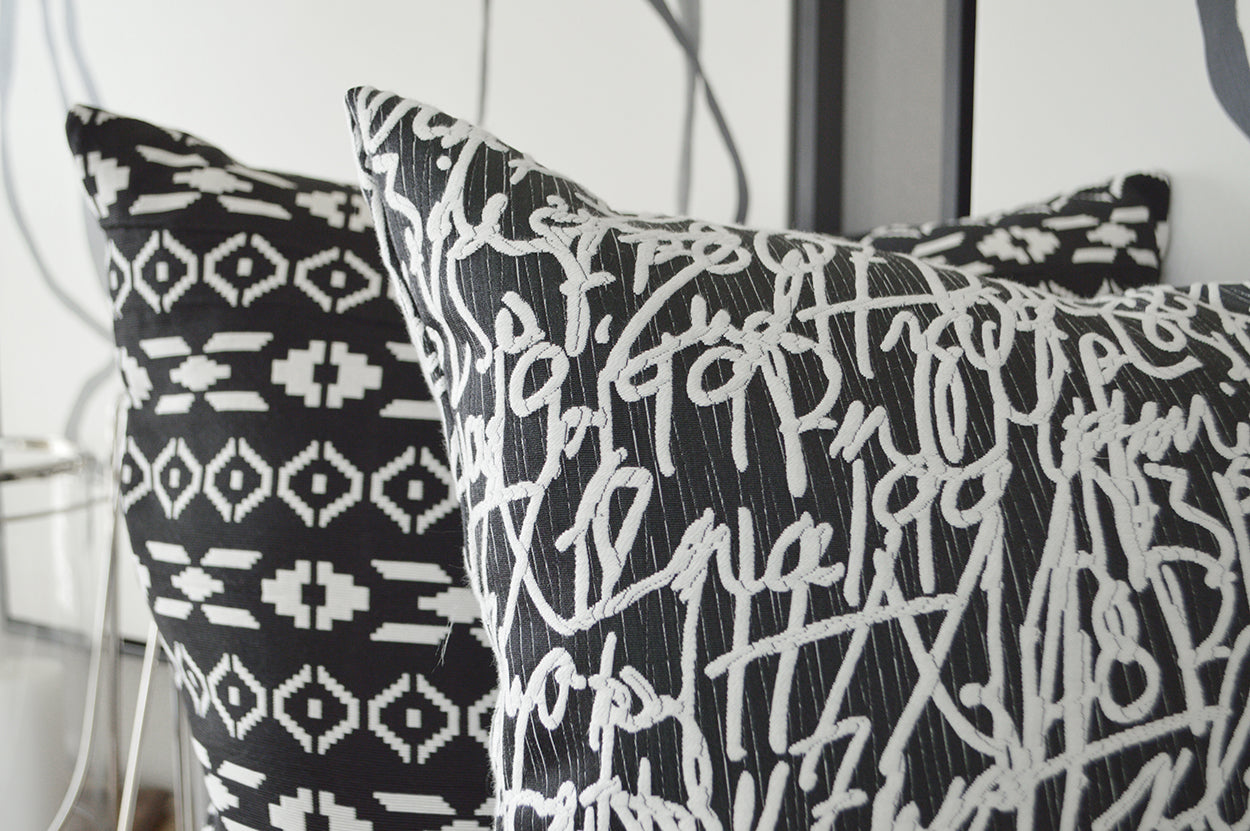 D.V. KAP HOME   24" x 24" Lightning Pillow - Black Farmhouse, Global    - 3017-B-2424