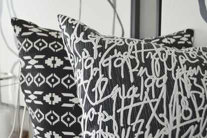 D.V. KAP HOME   24" x 24" Lightning Pillow - Black Farmhouse, Global    - 3017-B-2424