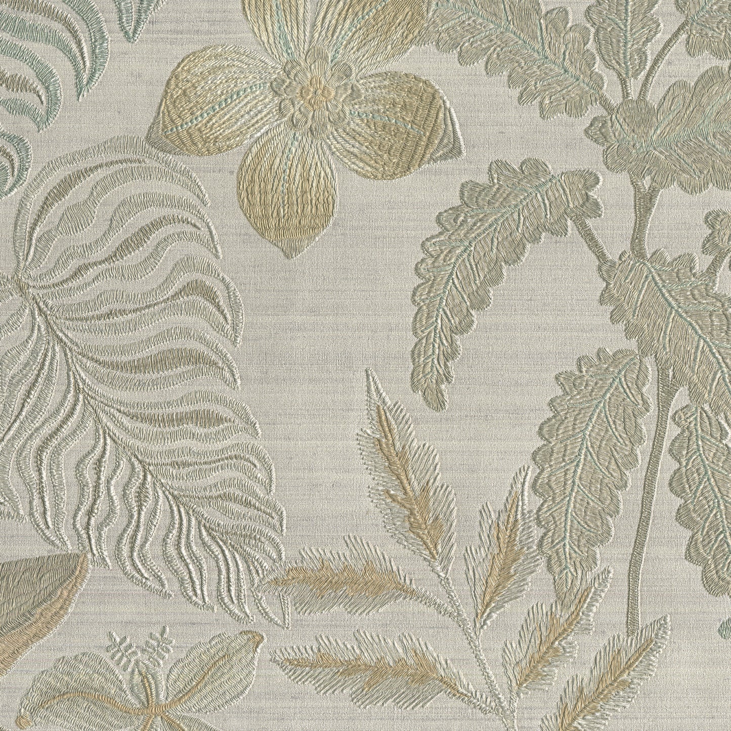 JF Fabrics -Wallpaper 10013 70 Wallpaper Green, Aqua, Beige, Grey  Vinyl - 9521770 W9581