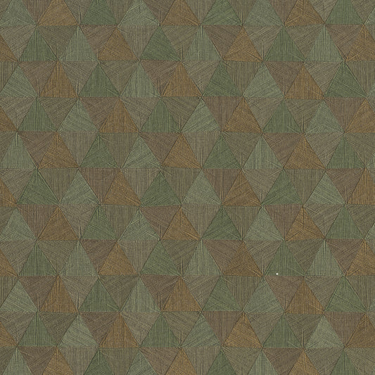 JF Fabrics -Wallpaper 10020 74 Wallpaper Green, Gold, Brown  Vinyl - 9537174 W9581
