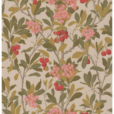 COLE & SON STRAWBERRY TREE PRINT--BOTANICAL & FLORAL- PINK & LINEN   - 100/10047.CS.0