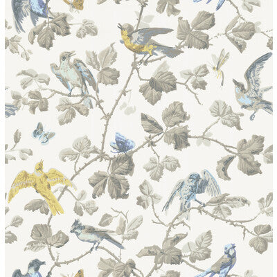 COLE & SON WINTER BIRDS PRINT--ANIMAL/INSECTS-BOTANICAL & FLORAL YELLOW & GREY   - 100/2008.CS.0