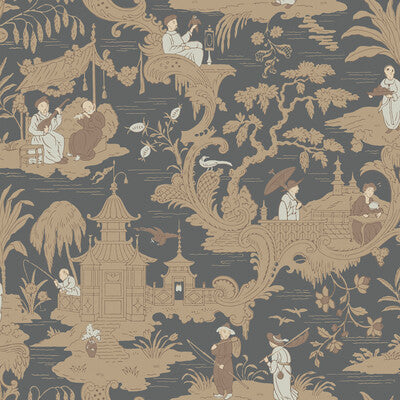 COLE & SON CHINESE TOILE PRINT--CHINOISERIE-GLOBAL CHARCOAL   - 100/8040.CS.0