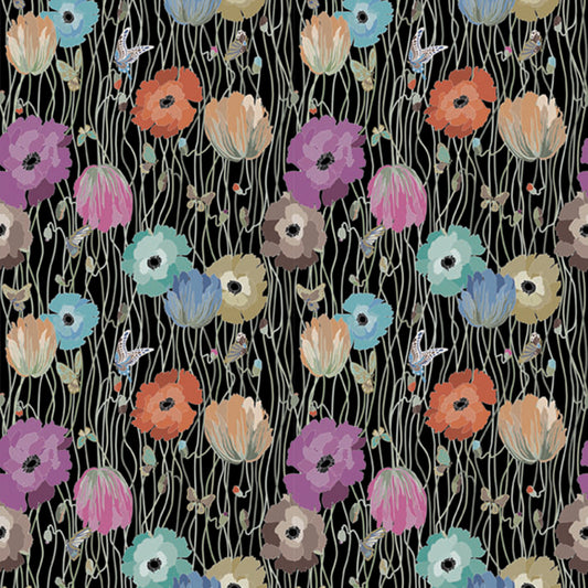 JF Fabrics -Wallpaper 10195 1 Wallpaper Black,Green,Blue,Pink,Orange,Rust  Non-Woven, Mural, Width Extendable - 8282401 W8731