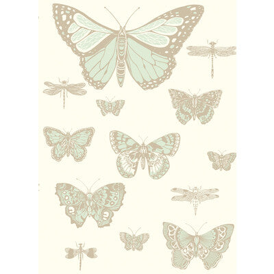 COLE & SON BUTTERFLIES & DRAGONFLIES PRINT---ANIMAL/INSECTS DUCK EGG IVRY   - 103/15065.CS.0