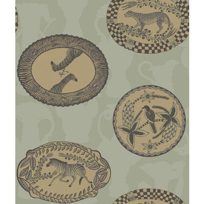 COLE & SON MATRINAH PRINT--- OLIVE GREEN,CHARCOAL,   - 109/4021.CS.0