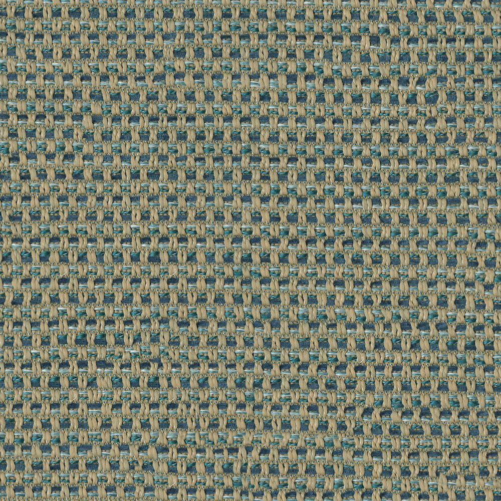 Solid light gray rectangular fabric with a blue-and-beige woven border along the bottom edge.
