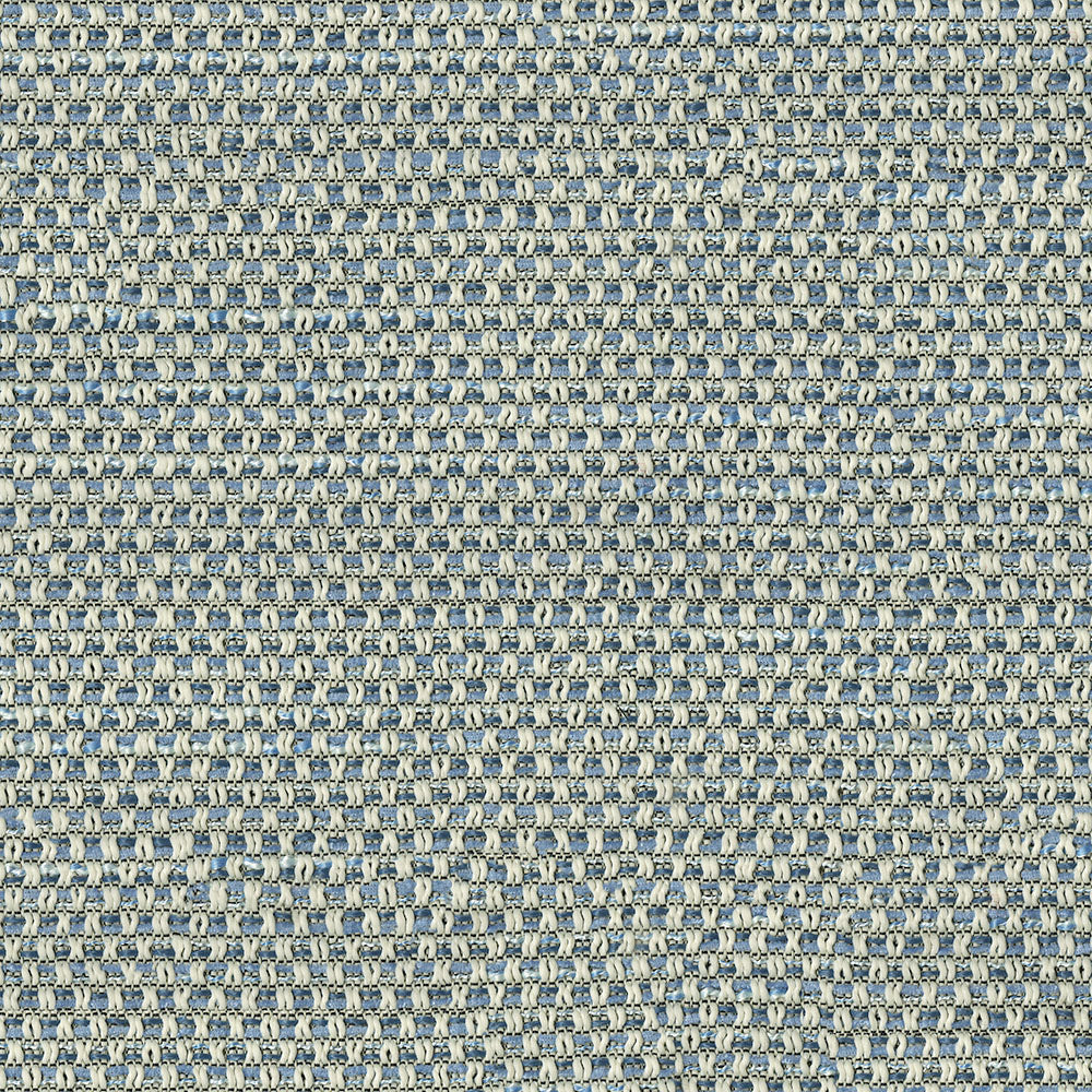Blue and white, tightly woven fabric with tiny checker texture; denim-style textile suitable for clothing or upholstery.