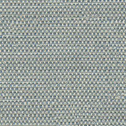 Blue and white, tightly woven fabric with tiny checker texture; denim-style textile suitable for clothing or upholstery.