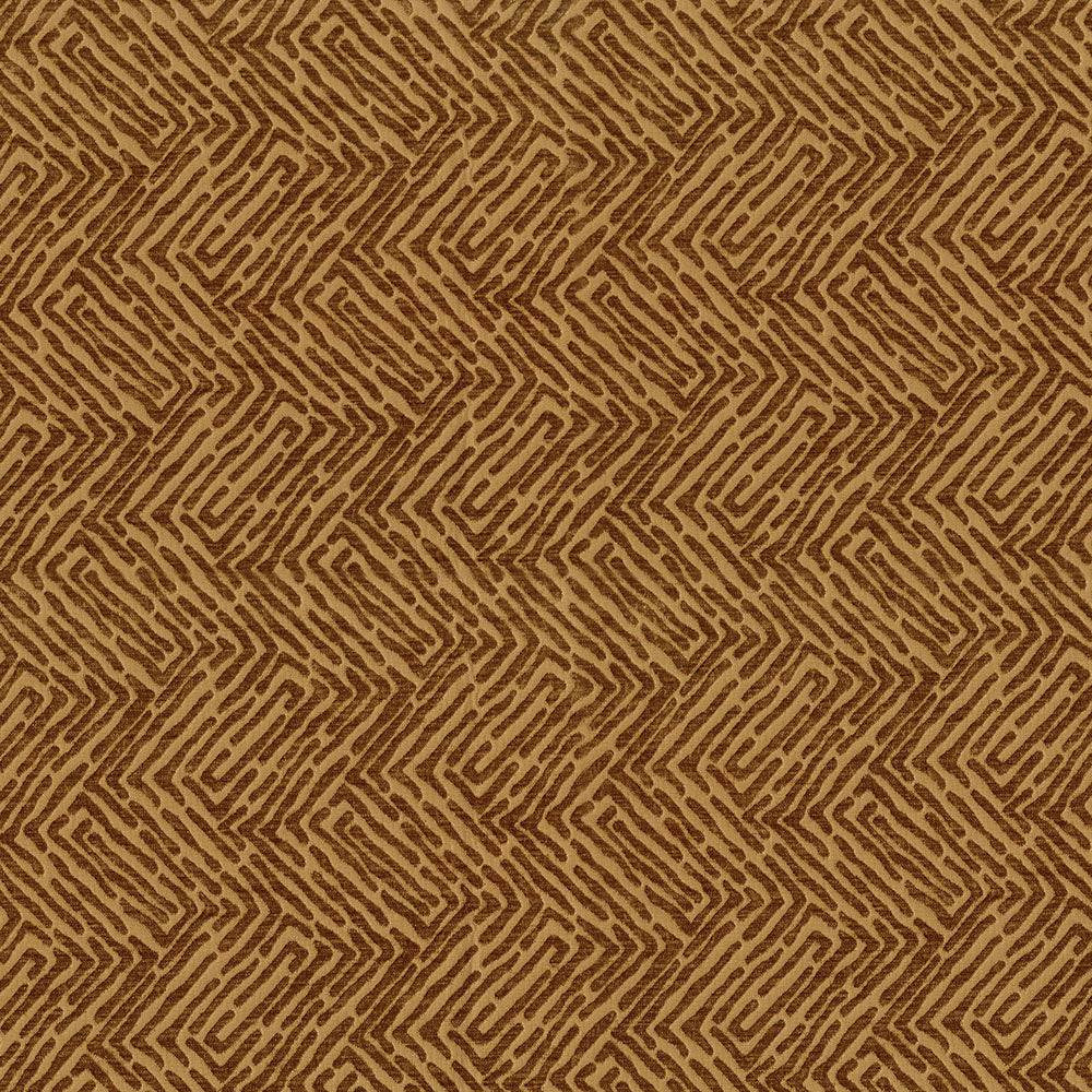 Brown and tan zigzag chevron geometric pattern on velvet fabric.