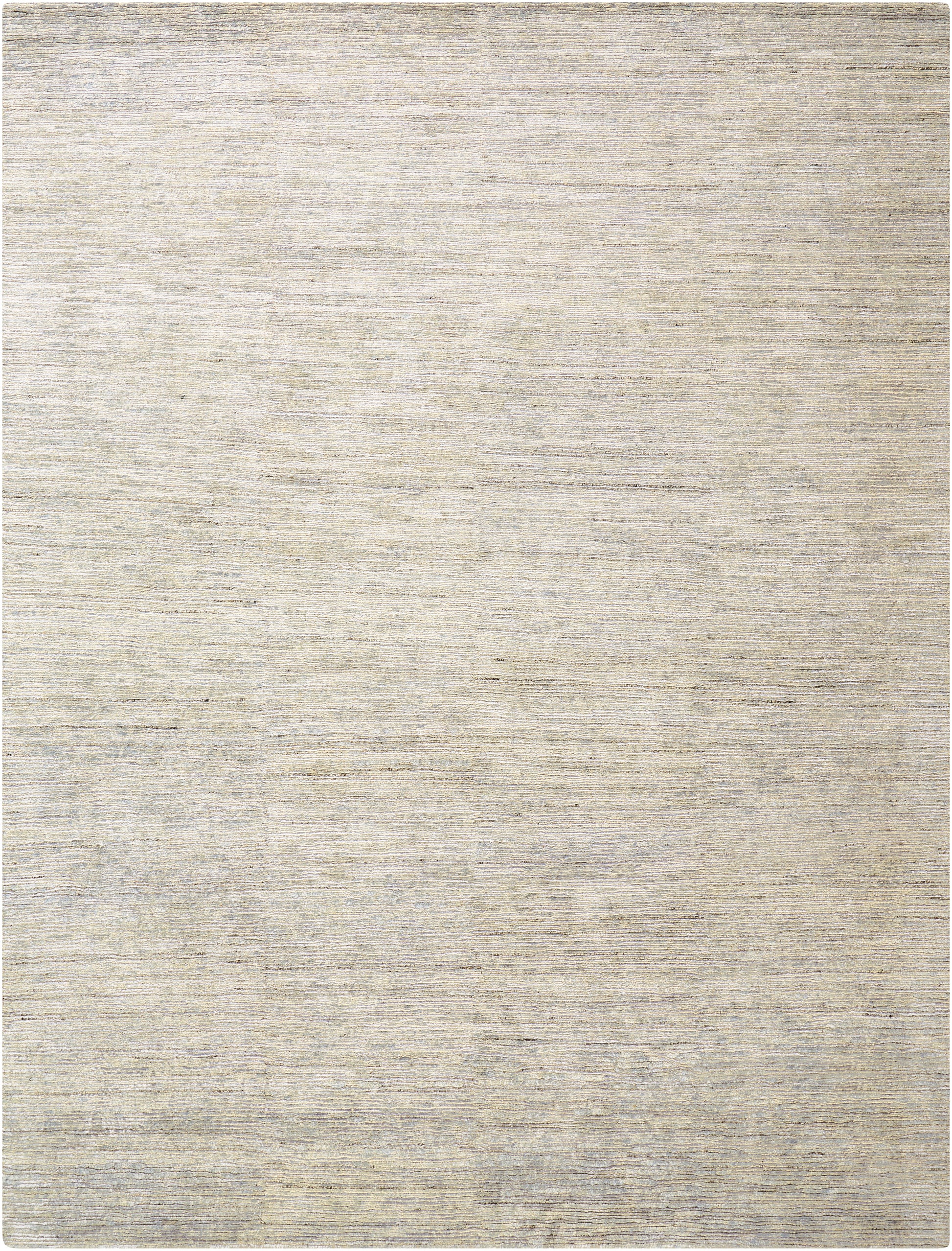 Neutral beige-gray rug with subtle horizontal striations and a soft, worn linen texture.