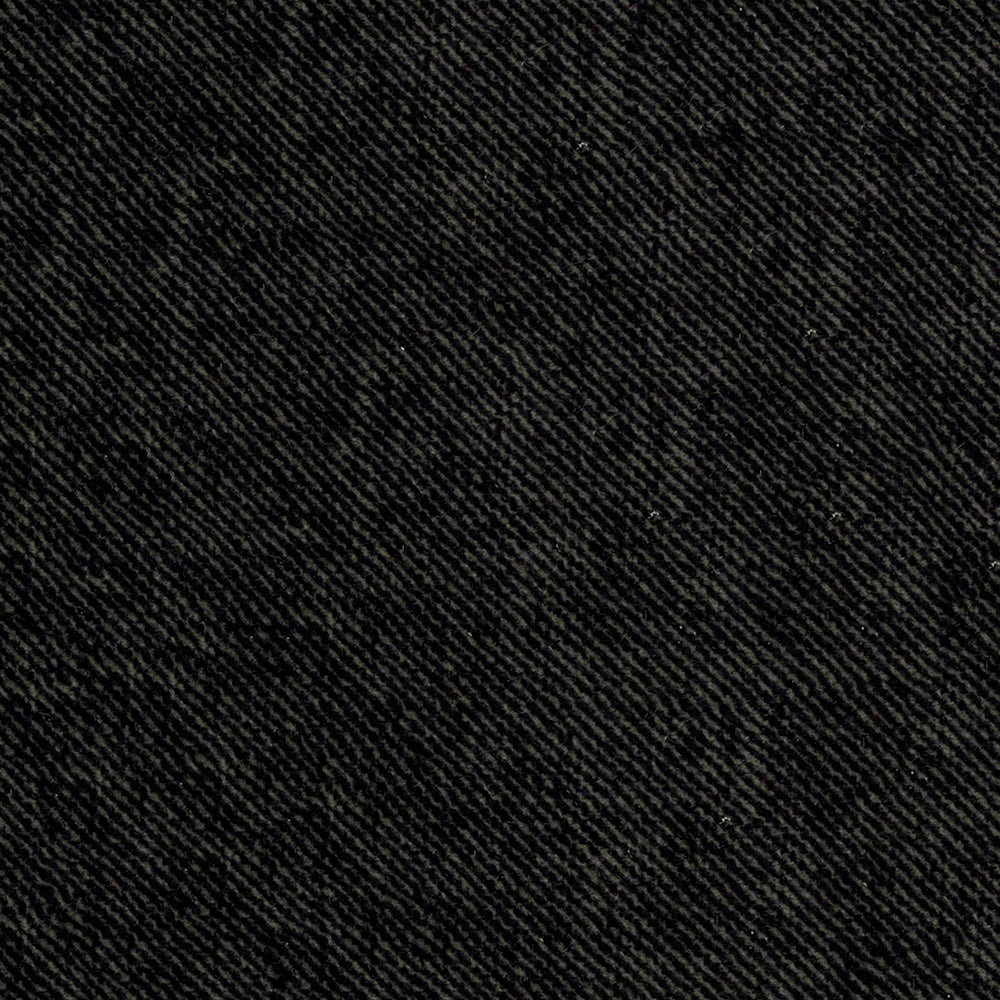Close-up of black denim twill fabric with diagonal weave texture.
