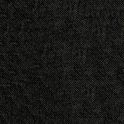 Close-up of black denim twill fabric with diagonal weave texture.