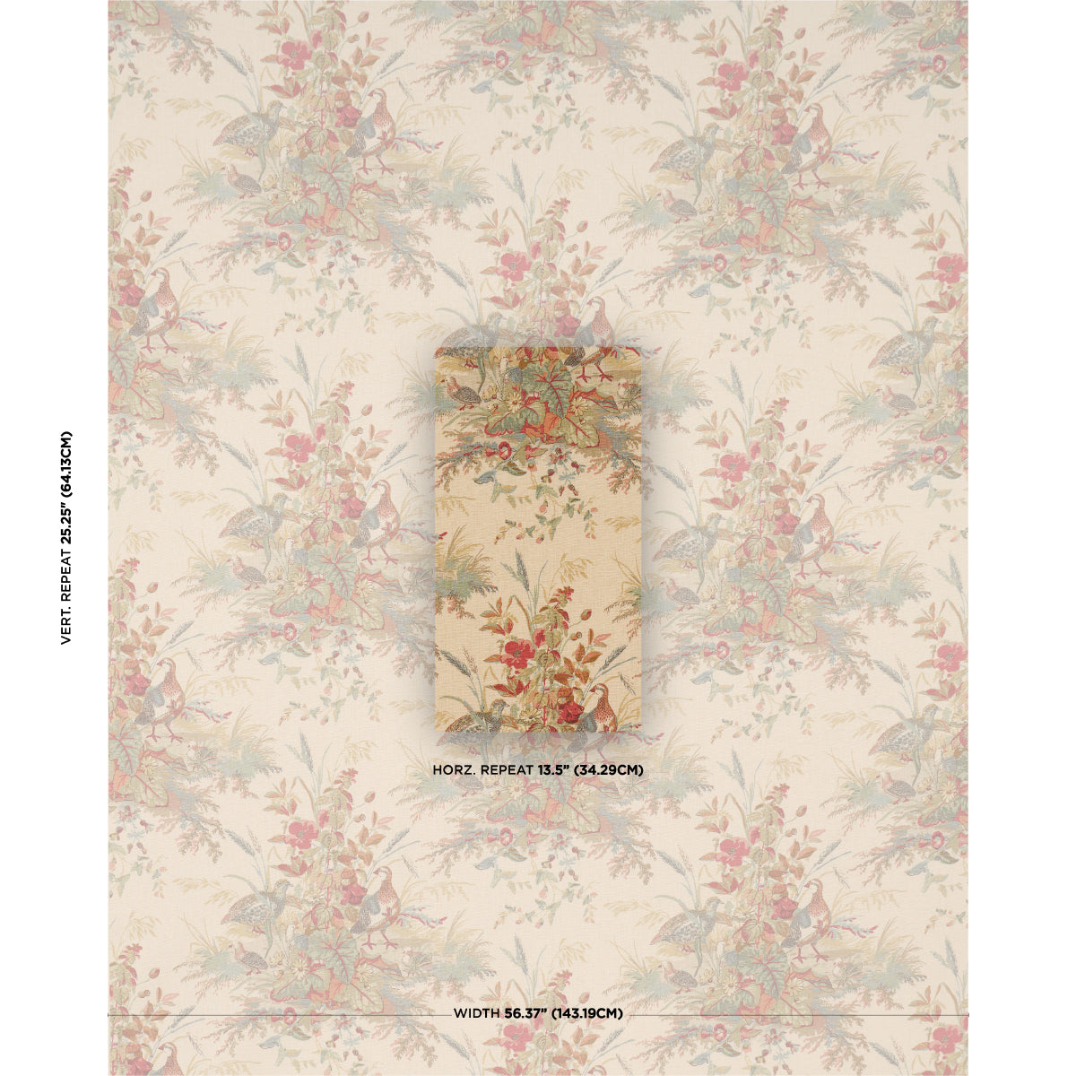 SCHUMACHER FABRIC  CLASSIC PRINTS QUAIL MEADOW   AUTUMN   - 1106043