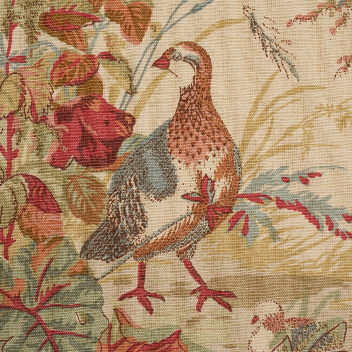 SCHUMACHER FABRIC  CLASSIC PRINTS QUAIL MEADOW   AUTUMN   - 1106043
