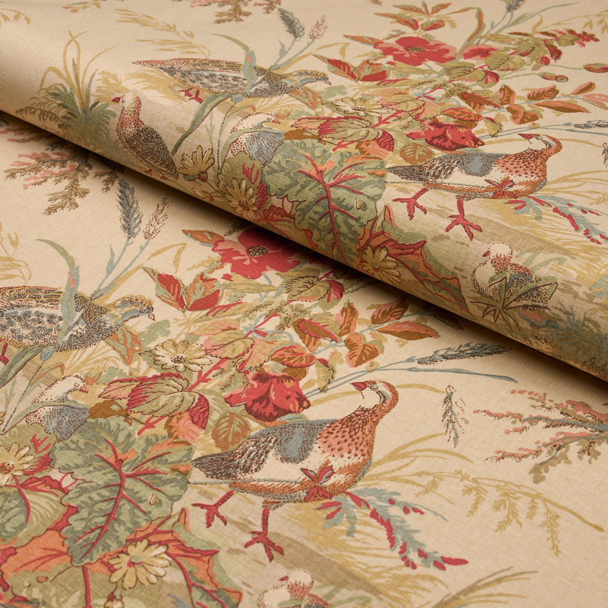 SCHUMACHER FABRIC  CLASSIC PRINTS QUAIL MEADOW   AUTUMN   - 1106043