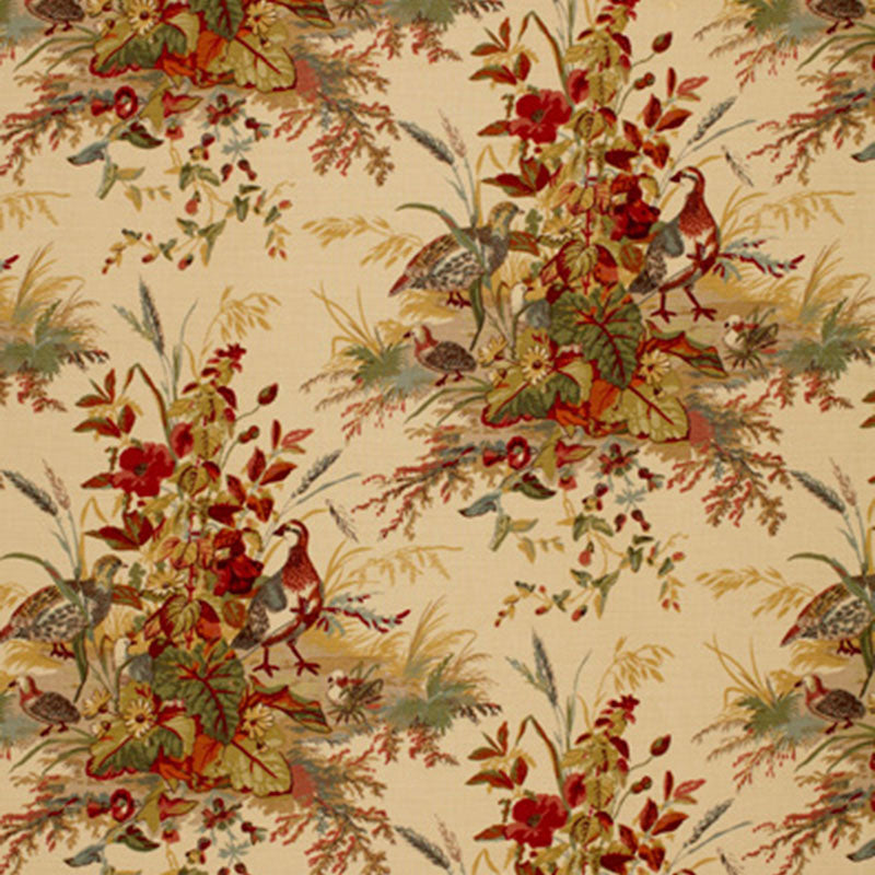 SCHUMACHER FABRIC  CLASSIC PRINTS QUAIL MEADOW   AUTUMN   - 1106043