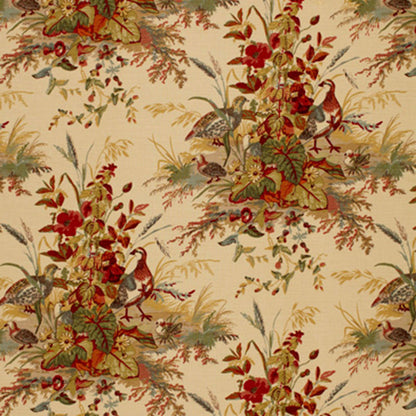 SCHUMACHER FABRIC  CLASSIC PRINTS QUAIL MEADOW   AUTUMN   - 1106043